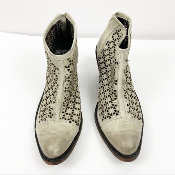 Independent Boot Co Laser-cut Gray Leather Boots Size 9 - Picture 6 of 12